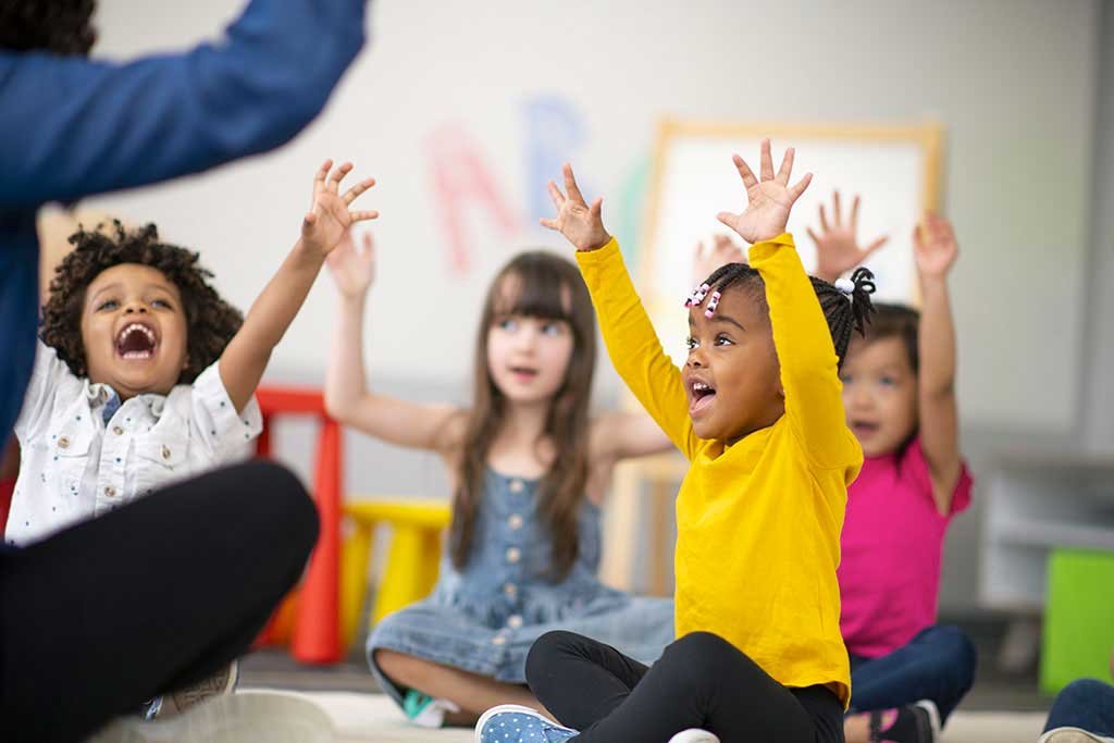 Children learning to dance