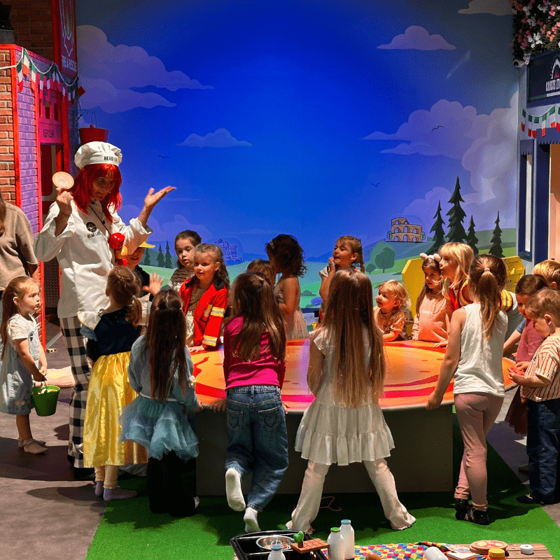 Structured play is a great alternative to soft play - live actors interact with willing children at Discovery Village Dorset's alternative to soft play