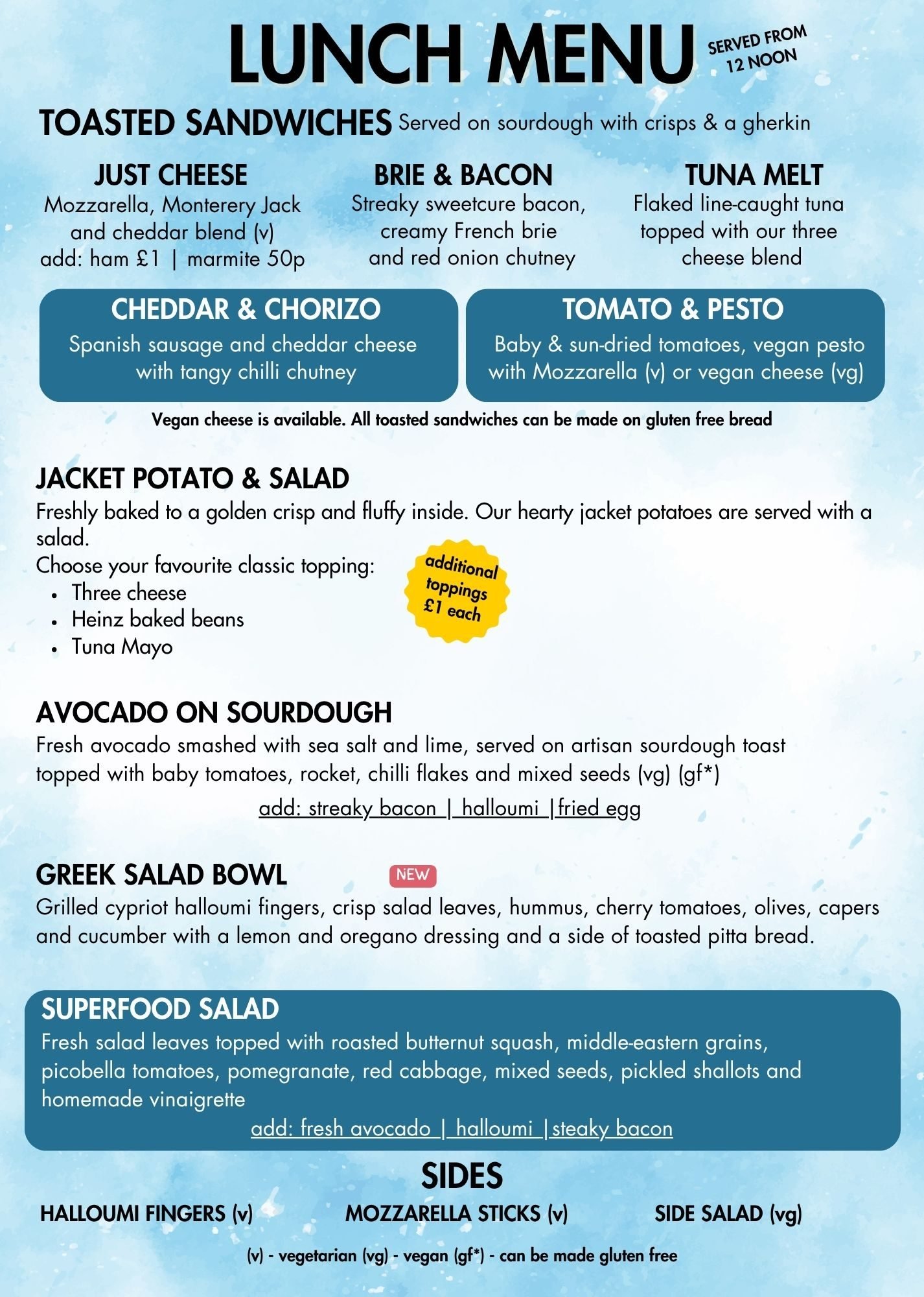 Family friendly cafe serving jacket potatoes, toasted sandwiches, light bites, salads, ice creams and sweet treats